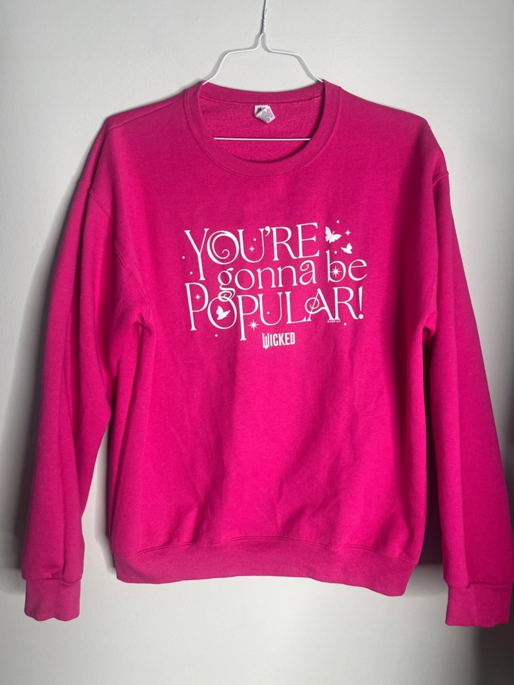 Wicked 'You're Gonna Be Popular' Women's Fuchsia Crewneck Sweatshirt